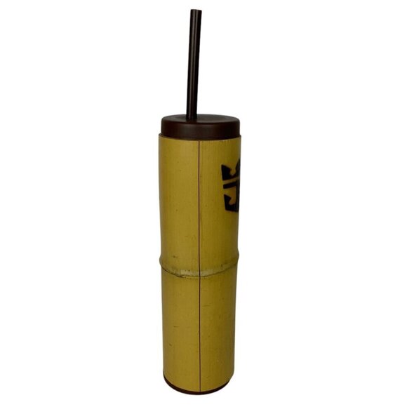 Royal Caribbean Bamboo Tiki Style Tumbler Lid & Straw 16 Oz Reusable Travel Cup - Picture 5 of 7